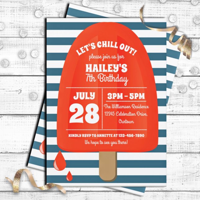 Red Popsicle Birthday Party Invitation (Creator Uploaded)