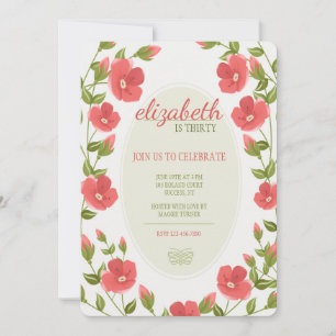 Red Posies Invitation