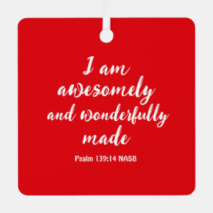 Red Positive Biblical Affirmation Square Metal Tree Decoration