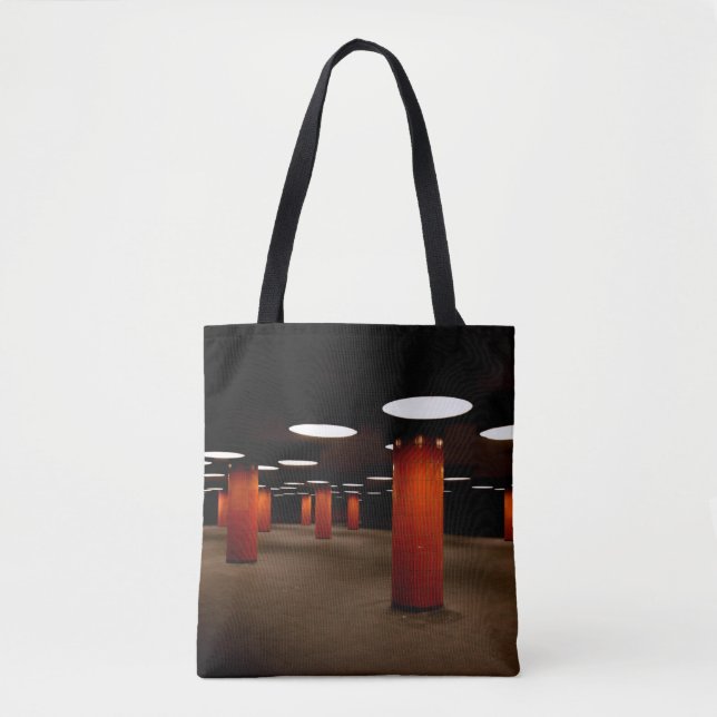 RED POST UNDER CEILING LIGHT AT NIGHT TOTE BAG (Front)