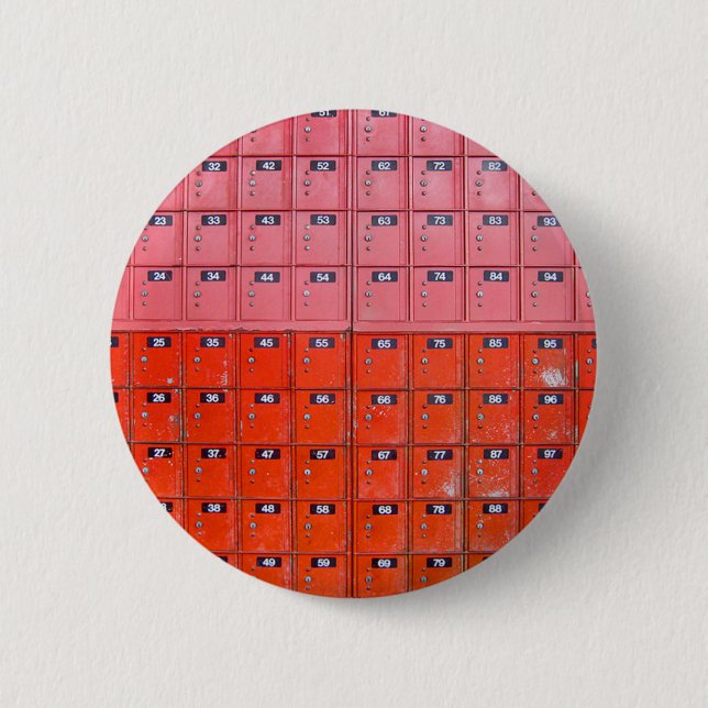 Red postal boxes 6 cm round badge (Front)