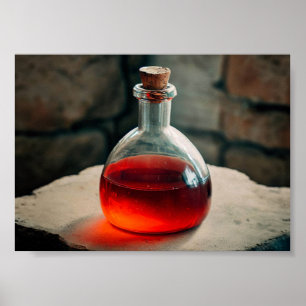 Red Potion on Stone Table Poster