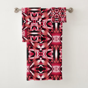 Red Power Perspective Colour Gradient Filled Art Bath Towel Set