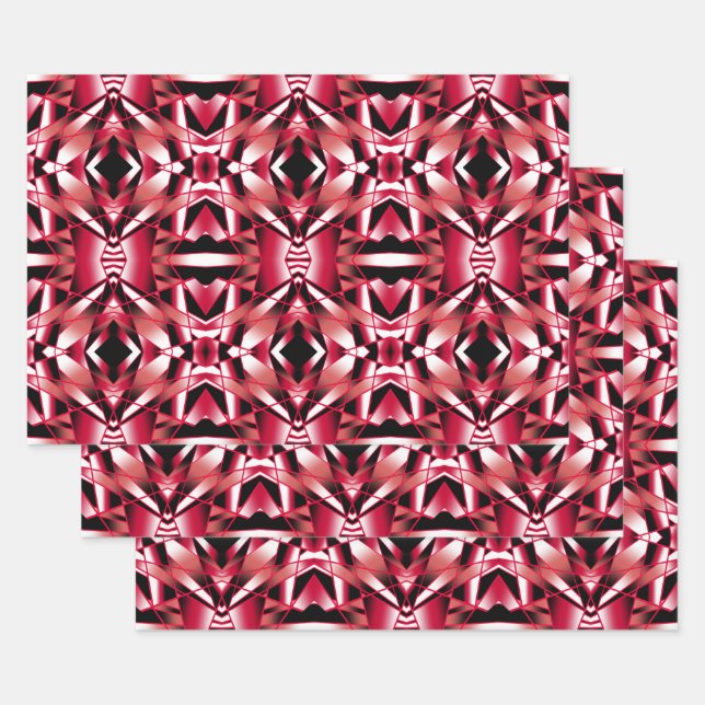 Red Power Perspective Colour Gradient Filled Art Wrapping Paper Sheet (Set)