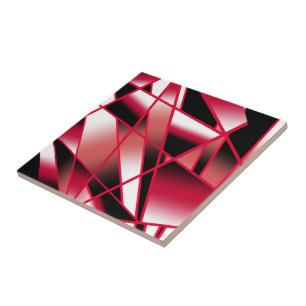 Red Power Perspective Gradient Colour Filled Art Ceramic Tile