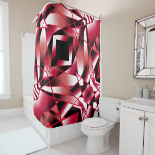 Red Power Perspective Gradient Colour Filled Art Shower Curtain