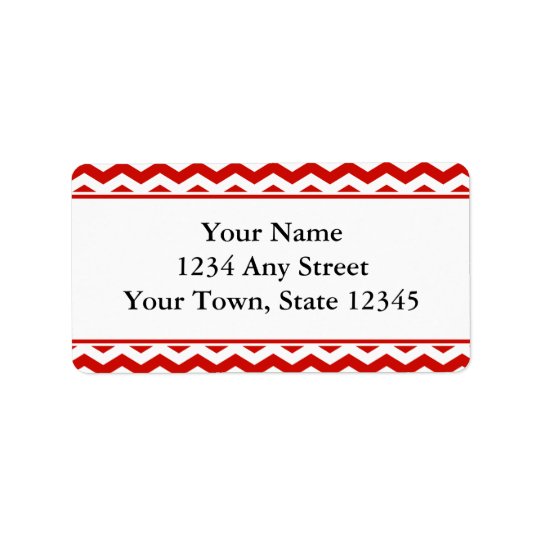 Red Pre-Printed Chevron Envelope Address Labels