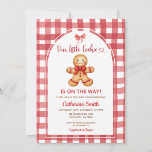 Red Preppy Gingham Gingerbread Baby Shower Invitation