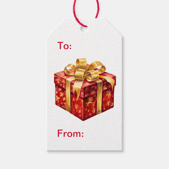 Red Present Gift Tags (Front)