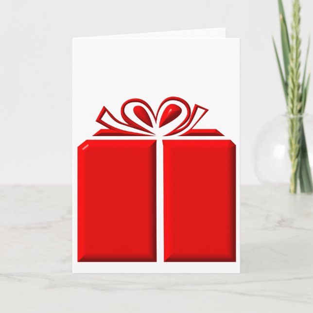 Red present with bow holiday card (Front)