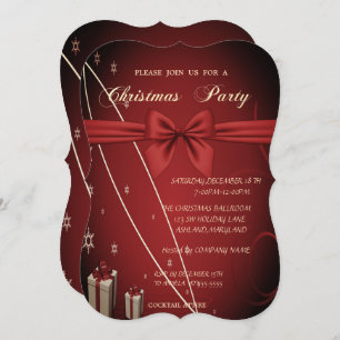 Red Presents,Bow Company Christmas Party Invitation
