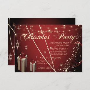 Red Presents,Bow,Confetti Company Christmas Party Invitation