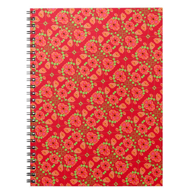 Red pretty floral notebook (Front)