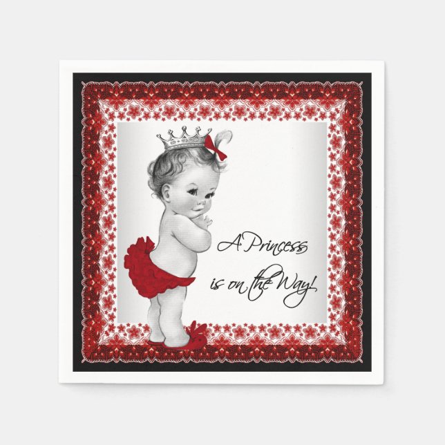 Red Princess Baby Shower Napkin (Front)