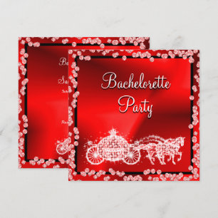 Red Princess Coach & Horses Bachelorette Party Invitation
