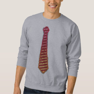 Red Print Tie Gray Sweatshirt