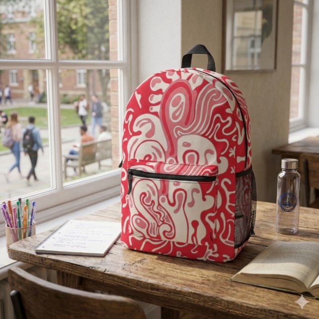 Red Printed Backpack (AI visualization, art is not AI )