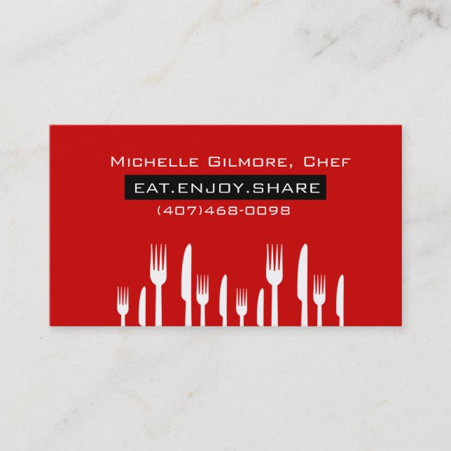 Red Private Chef Catering Business Card (Front)