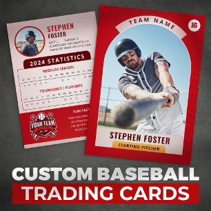 Red Pro Baseball Trading Card Player Photo