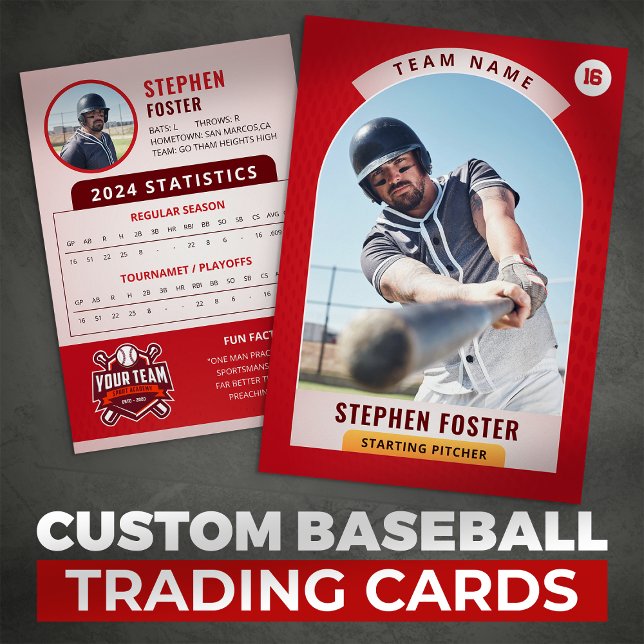 Red Pro Baseball Trading Card Player Photo (Creator Uploaded)