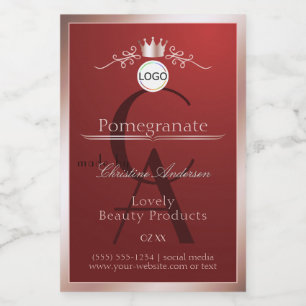 Red Product Label Rose Gold Frame Logo Monogram