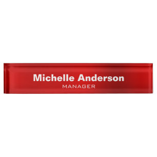 Red Professional Manager Modern Plain Nameplate