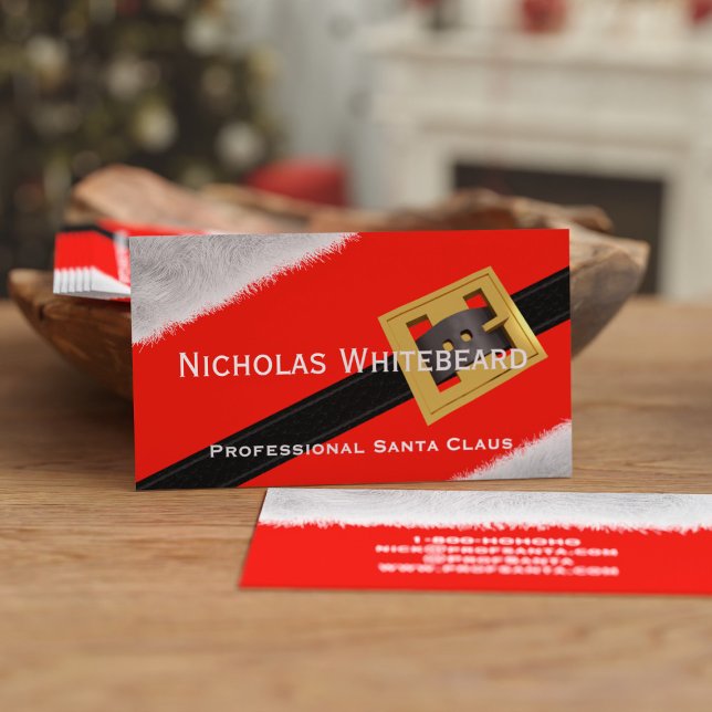 Red Professional Santa Claus Custom Business Cards (For all Professional Santas. Just add your contact details!🎄)