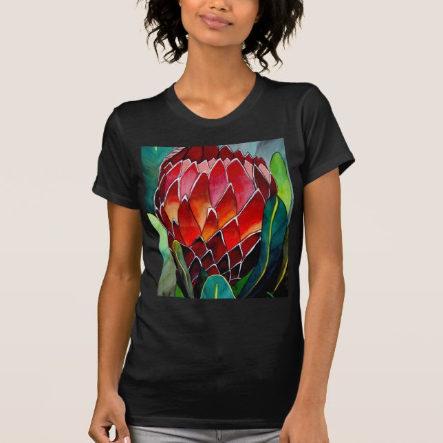 Red Protea flower original watercolour art T-Shirt (Front)