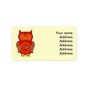 Red Psychedelic Owl Label