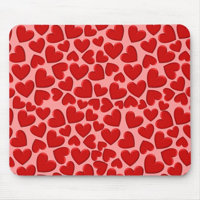 Red Puffy Hearts Mouse Pad (Front)