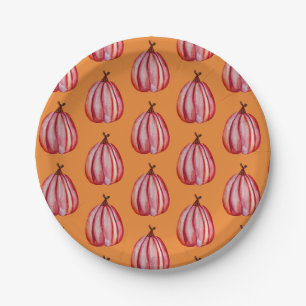 Red Pumpkin Art  Custom Paper Plates