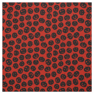 Red Pumpkin Happy Halloween Modern Fabric