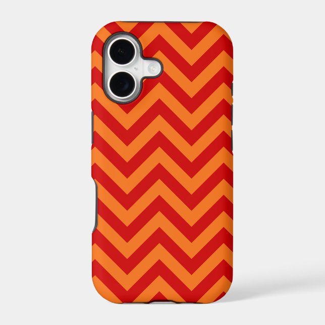 Red, Pumpkin Orange Large Chevron ZigZag Pattern (Back)
