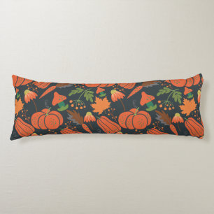 Red pumpkin seamless pattern and carrots body cushion