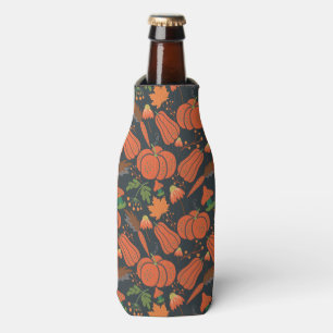 Red pumpkin seamless pattern and carrots bottle cooler