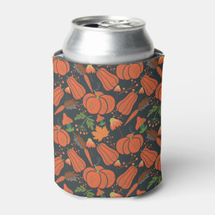 Red pumpkin seamless pattern and carrots can cooler