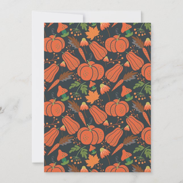 Red pumpkin seamless pattern and carrots card (Front)