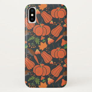 Red pumpkin seamless pattern and carrots iPhone x case