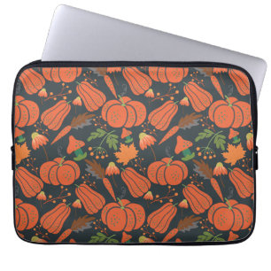 Red pumpkin seamless pattern and carrots laptop sleeve