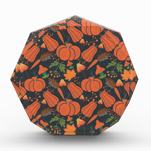 Red pumpkin seamless pattern and carrots photo block (Front)