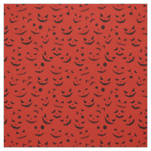 Red Pumpkin Smile Happy Halloween Modern Fabric
