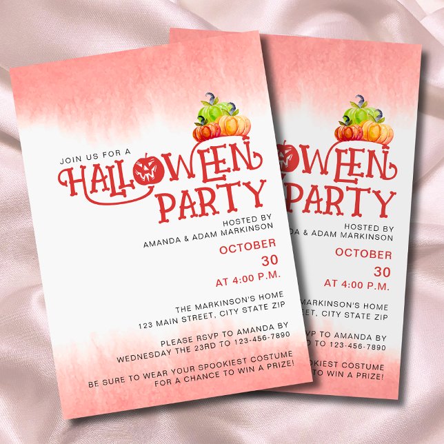 Red Pumpkin Spooky Halloween Party Invitation (Creator Uploaded)