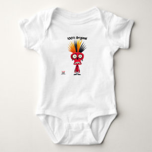 Red Punk Character with Mohawk Fun Unisex Style Baby Bodysuit
