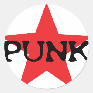 red punk star classic round sticker