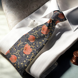 Red Puppies Pimpernel William Morris Dark Pattern Tie