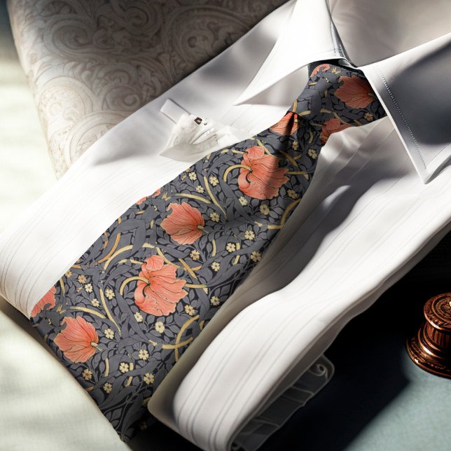 Red Puppies Pimpernel William Morris Dark Pattern Tie (Creator Uploaded)