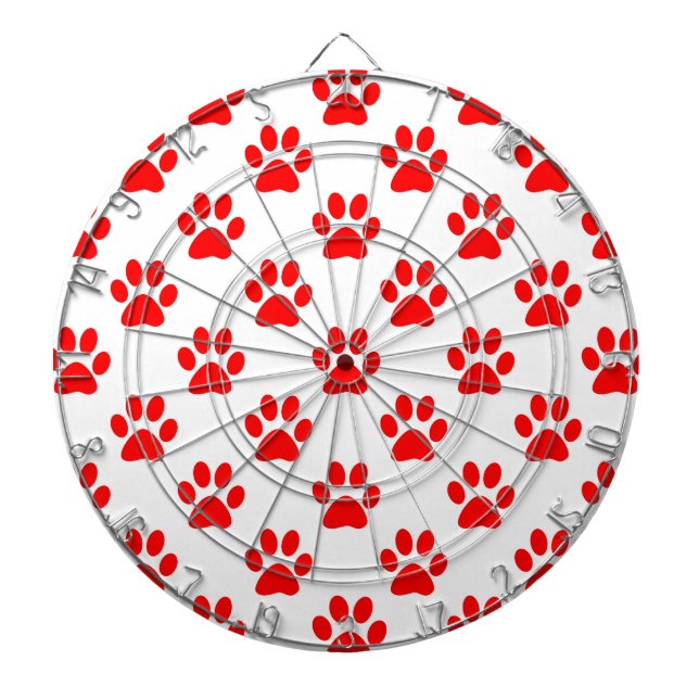 Red puppy paws pattern dartboard (Front)