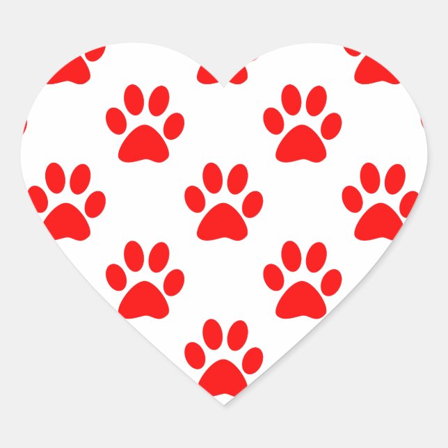 Red puppy paws pattern heart sticker (Front)