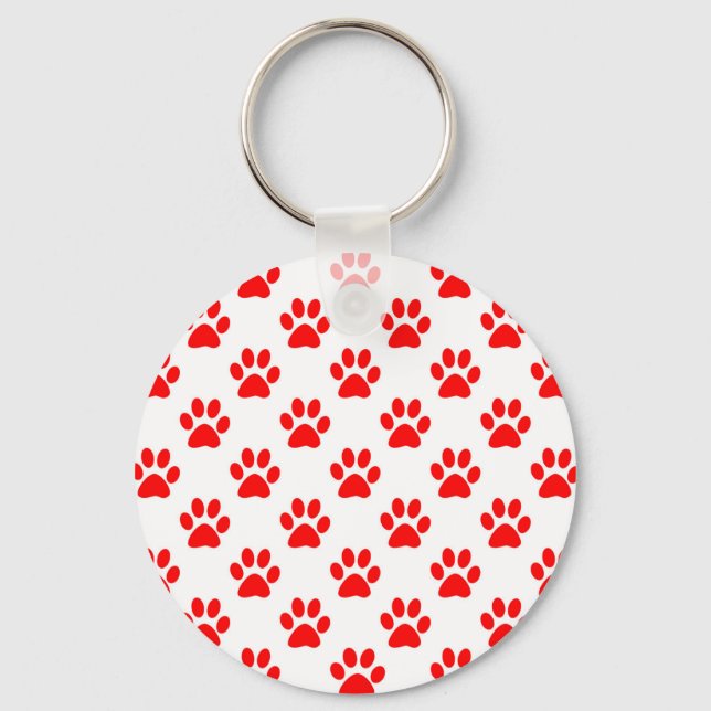 Red puppy paws pattern key ring (Front)