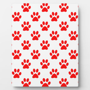 Red puppy paws pattern plaque